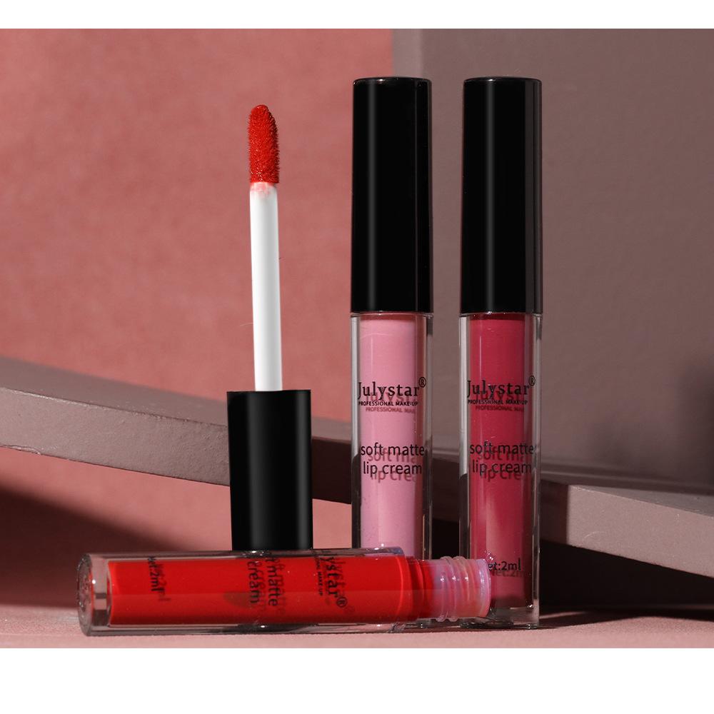Julystar Is Not Easy To Fade and Not Easy To Stick To The Cup Matte Lip Glaze European and American Lip and Cheek Dual-purpose Lip Gloss