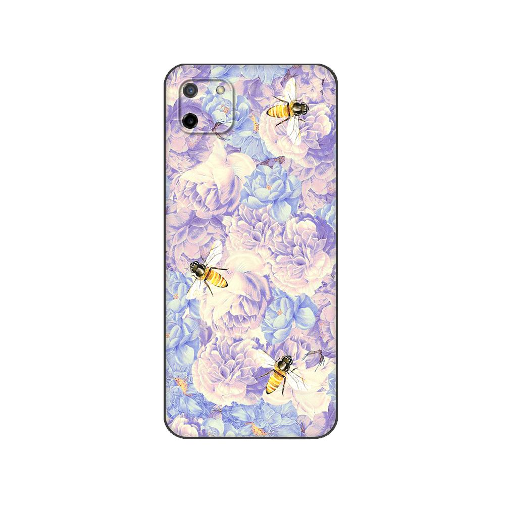 Black Tpu Case For OPPO Realme C11 Case For Realme C 11 RealmeC11 Back RMX2185 Case Cover Bee Art Print Cute Cartoon Floral