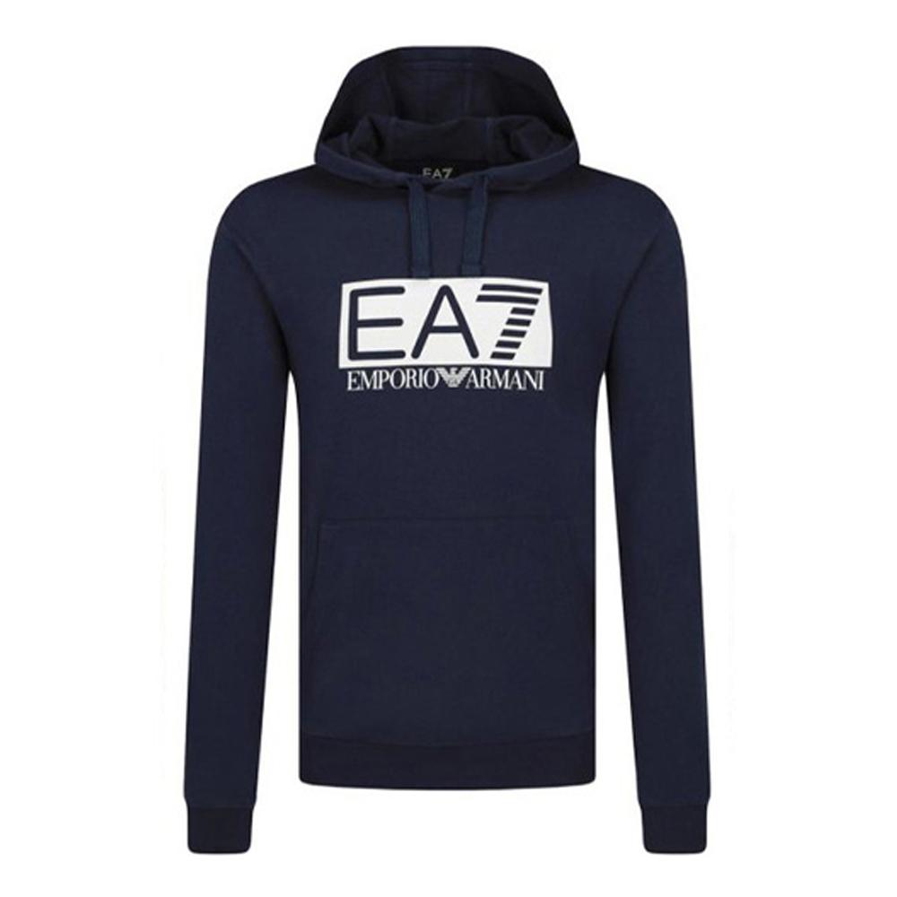 Emporio Armani EA7 FW21 Hooded Letter Print Sweatshirt Men sweatshirt Blue 3GPM62-J05Z-1554 L