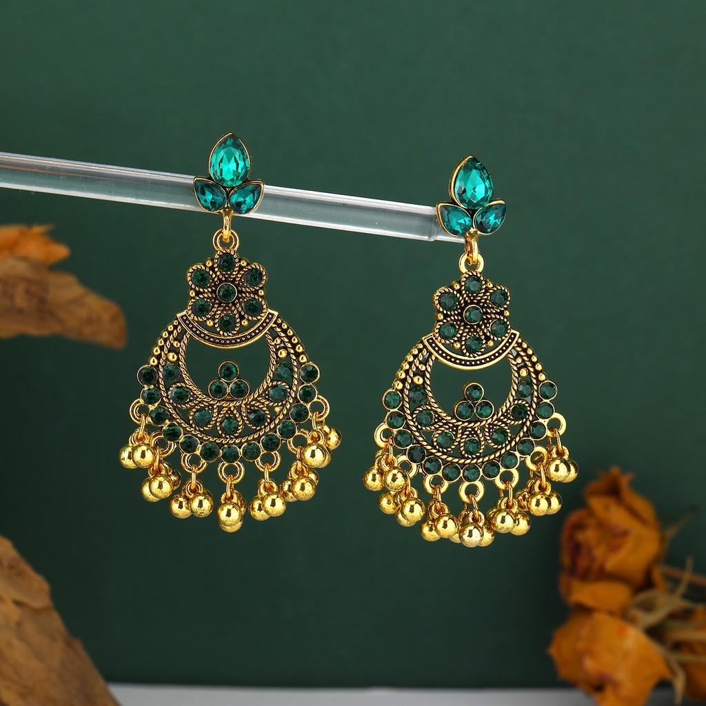 

Floral Tassel Earrings Bohemian Ethnic Earrings Bohemian Dangle Earrings Floral For Ethnic Parties Vacations Casual Wear зелёный