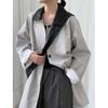 Johnature Korean Long Contrasting Retro Jacket Women Autumn Casual Loose Versatile Fashion Trench Coats