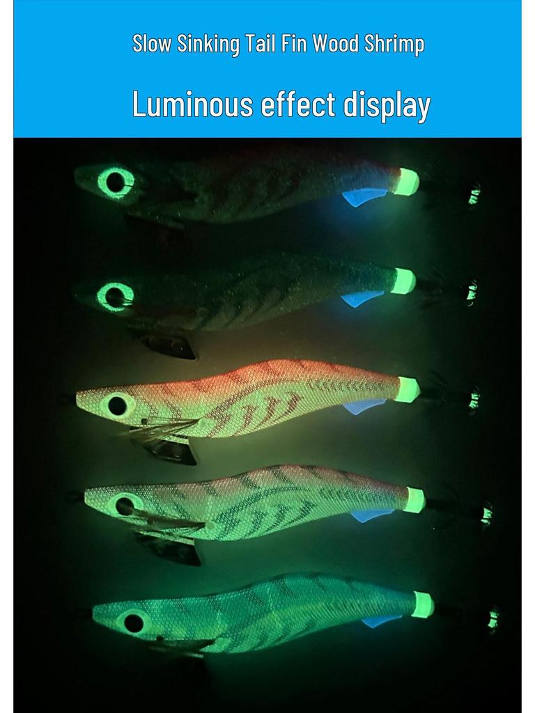 3.5# Leuchtender Regenbogen-Garnelen-Köder, langsam sinkend, mit Rasselkugel & UV-Köder für die Meeresfischerei