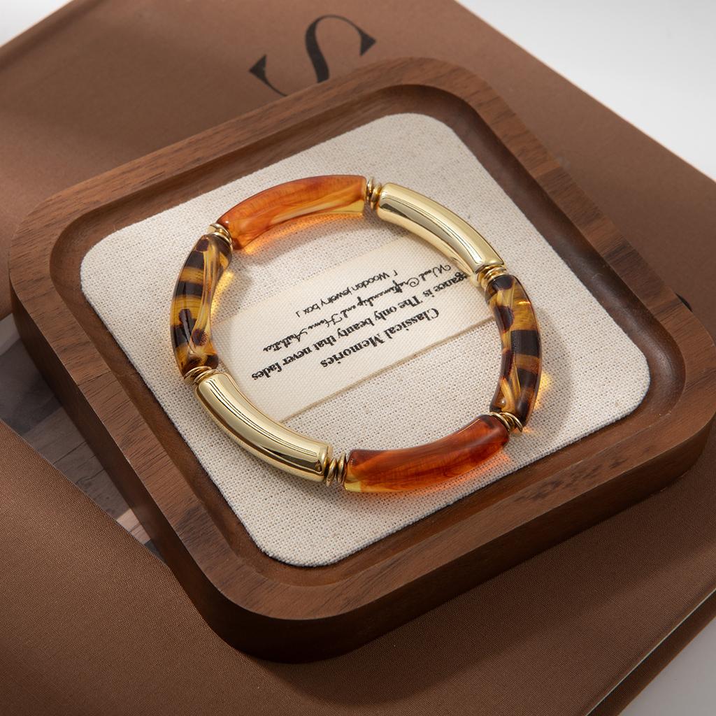 Geometric Round Pipe Bend Bracelet Female Leopard Print Personalized Bamboo High-End Sense Trend Bracelet Jewelry