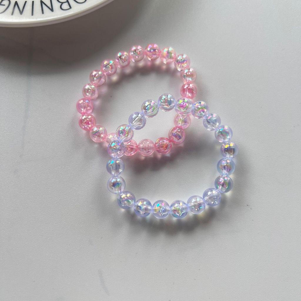 Girls' Iridescent AB Color Beaded Bracelet - Fresh Style, 8mm Beads, Versatile Accessory for Students