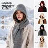 Unisex Winter Travel Cap Knitted Hooded Scarf, Beanies Hat with Cozy Functional Daily Wear Knit Neck Warmer for Cold Weather Shopping Commuting Casual