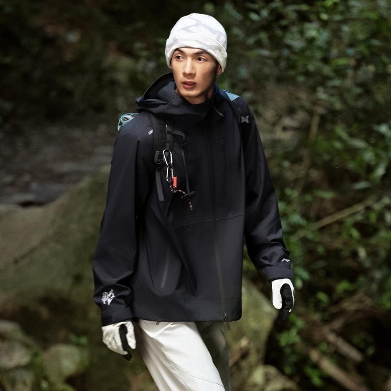 Li Ning CF Reflective Loose Wanlong Armor Single Layer Waterproof Windproof Jacket Unisex Jacket Black AEMU061-4