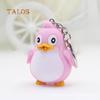 Cute Animal Penguin LED Light with Sound Key Chain Key Ring Torch Xmas Gift Suspension Trinket