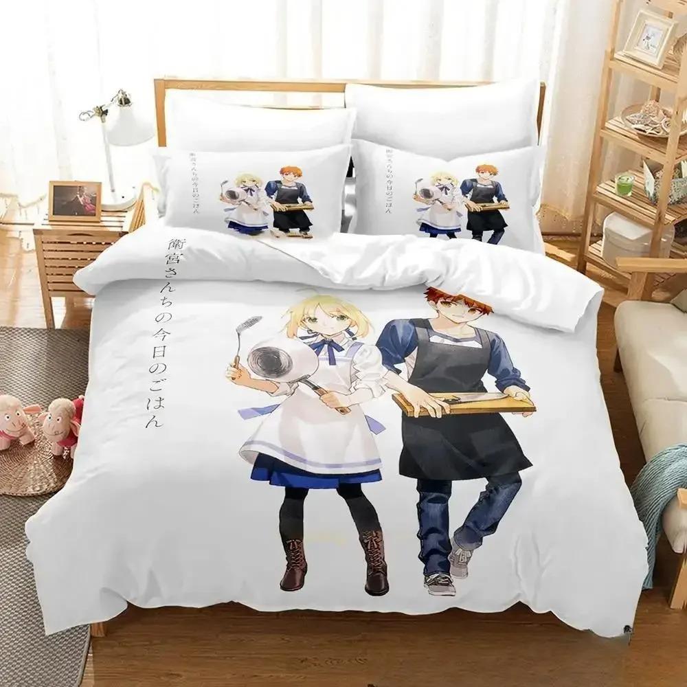 Anime Todays Menu for the Emiya Family Saber Bedding Set,Duvet Cover Bed Set Quilt Cover,King Queen Twin Size Boys Girls Adults Tool