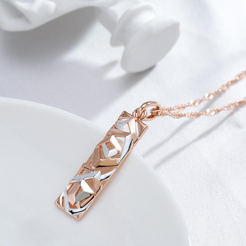 Neue Mode Quadratischer Breiter Anhänger Halskette Für Frauen Roségold Farbmischung Boho Lange Halskette Ethnisch Retro Schmuck