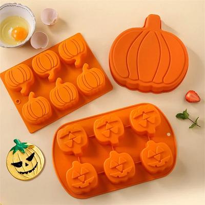 Moldes de Halloween Molde de silicone em forma de abóbora para bolo Molde antiaderente para sobremesas Molde de chocolate DIY Ferramentas de fondant para pudim de cozimento artesanal
