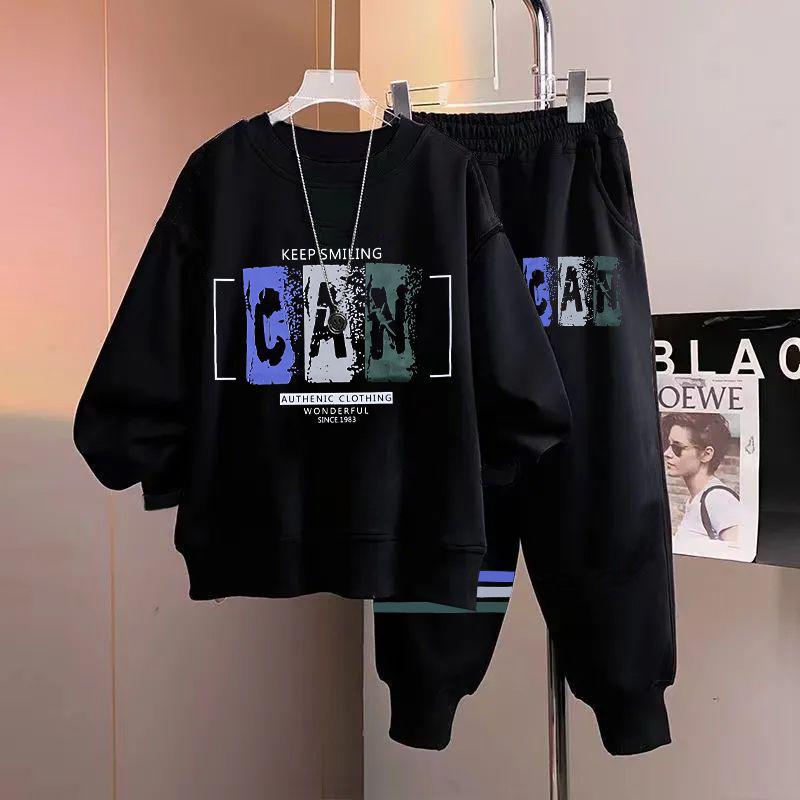 Teen Boy Handsome Hoodie and Sweatpants Set - Junior High Long Sleeve Autumn/Winter Outfit for Big & Tall Boys Age 15