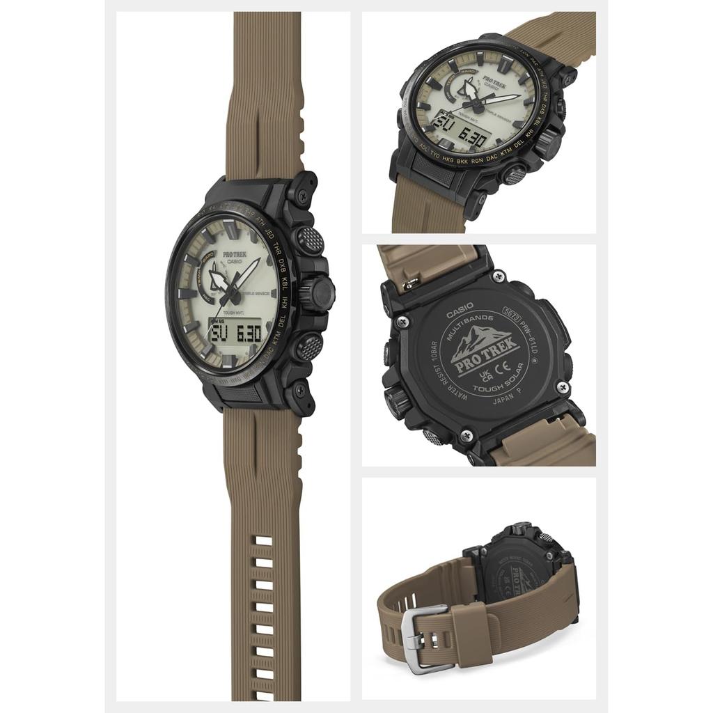 [CASIO] PRO TREK Climber Line PRW-61LD-5JF Herren Solaruhr mit Funkempfang, Biokunststoff, Dunkles Kojote