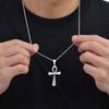 Pánský náhrdelník s křížem ANKH, Nerezový náhrdelník s psí známkou, Víra Egypt Zirkon Dárek
