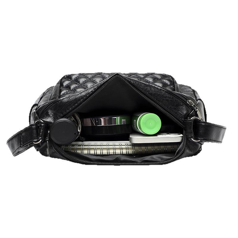Women's Bag Embroidery Thread Rhombus New Fashionable Multi-layer Flow Shoulder Bag Messenger Bag