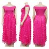 Maxi Abito da Donna Taglie Forti a Spalle Scoperte con Ruffle a Petalo 3D Vita Alta Lunghezza Maxi Elegante Abito da Sera Abito per Ospite di Matrimonio Formale Abito da Ballo