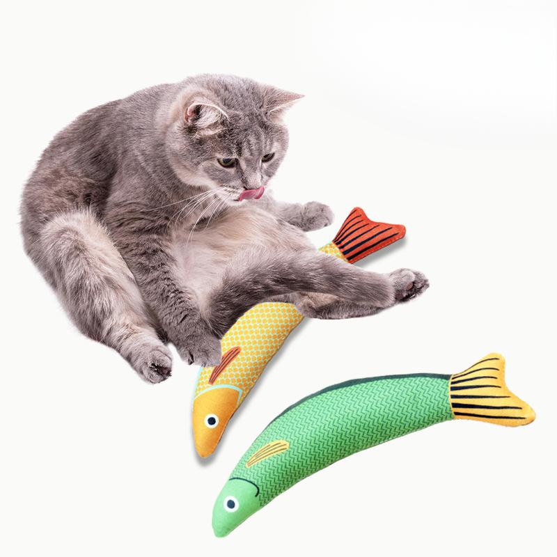Cat ToysSimulated CatfishMenthol Fish Cat-teasing Mackerel FishTeething Durable Cat Toys Self-entertaining and Boring Pets
