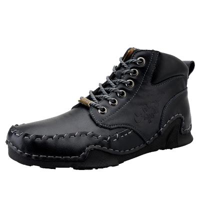 Handgefertigte Freizeitschuhe aus echtem Leder Stiefel für Herren Mode Outdoor Walking Bequemes Schuhwerk Luxus Herrenstiefel Neu Große Größe 48