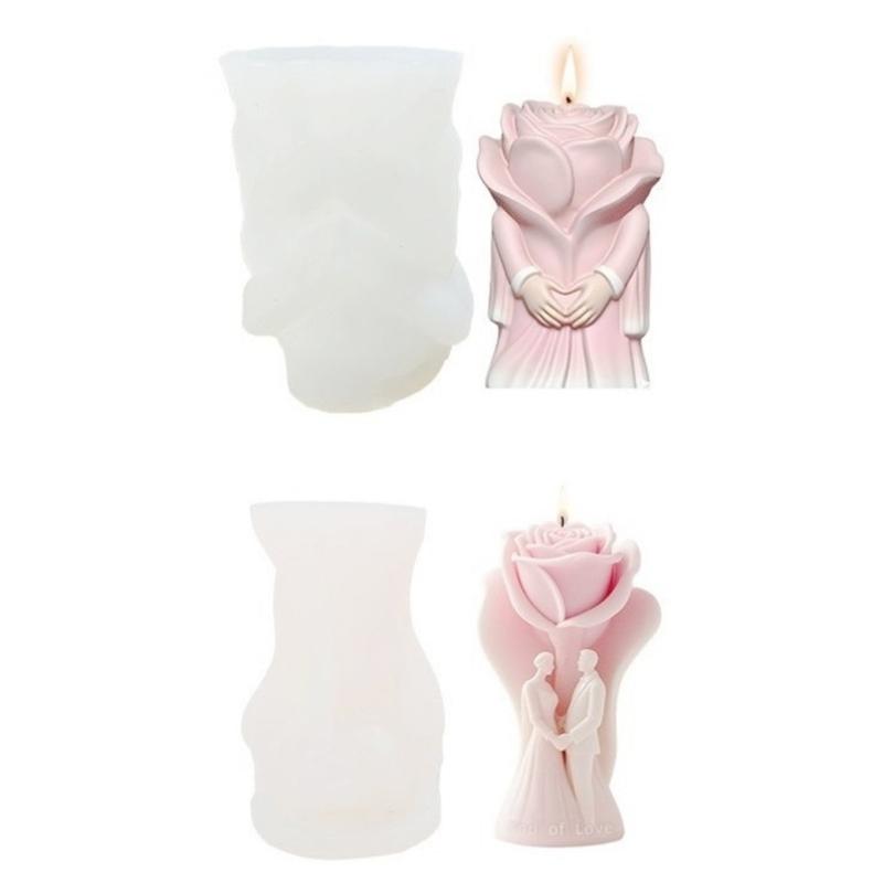 

Pack of 2 Valentines Day Heart Rose Candle Silicone Mold Set Silicone Texture Suitable for Crafting and Home Decorating
