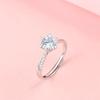 S925 Sterling Silver Adjustable Six-Prong Diamond Simulated Ring for Women - Elegant, Light Luxury Proposal Jewelry
