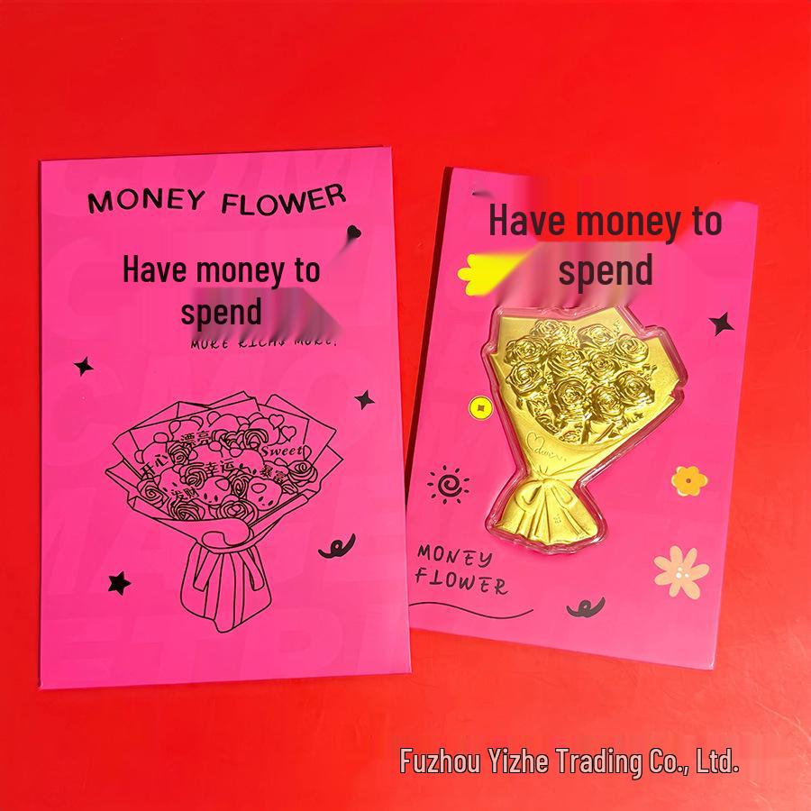 Shuibei Pure Gold 999 Rose Ornament Red Envelope - Qixi Festival Valentine s Day Gift