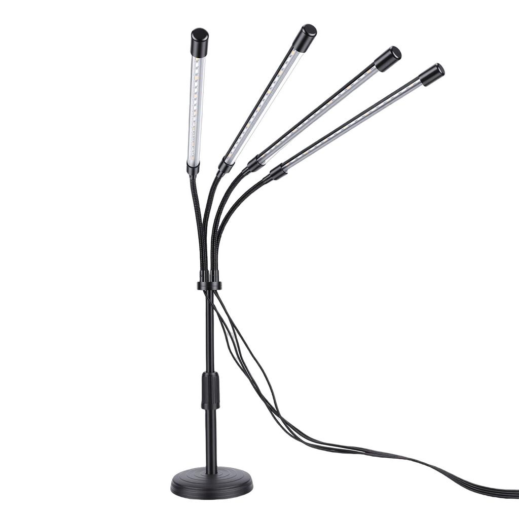 Pflanzenwachstumsleuchten 4 Köpfe Rot Blau Gelb Vollspektrum LED Pflanzenlampe Automatisches Ein/Aus mit Flexiblem Schwanenhals für Zimmerpflanzen
