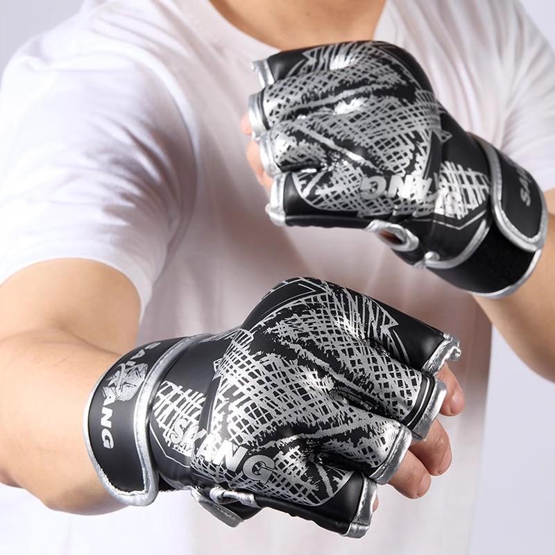 Professional Half-Finger Boxing Gloves Men MMA Muay Thai Sandbag Training PU Leather M L Size