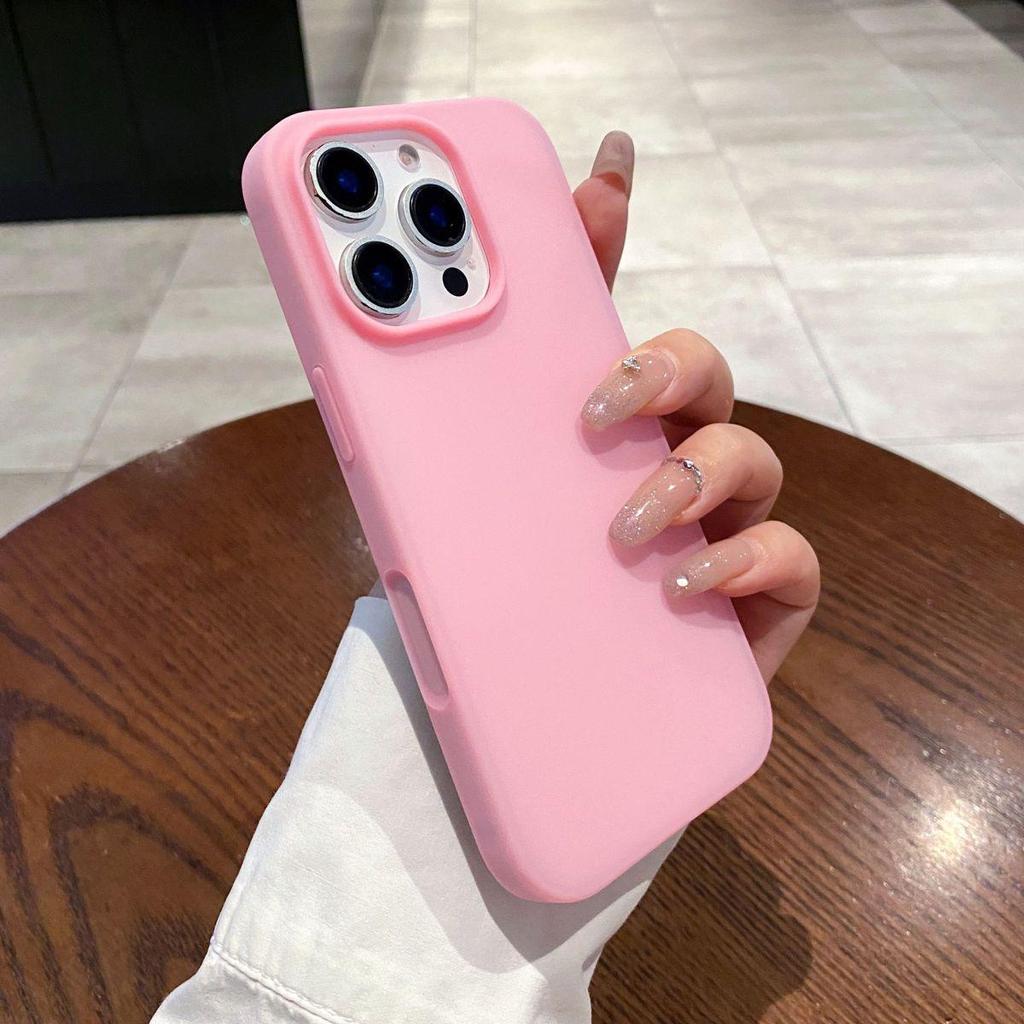Ice Transparent Liquid Silicone Case for Apple 17 Pro/16 Solid Color Minimalist iPhone 15 Pro/14/13, Thin Design for Men & Women
