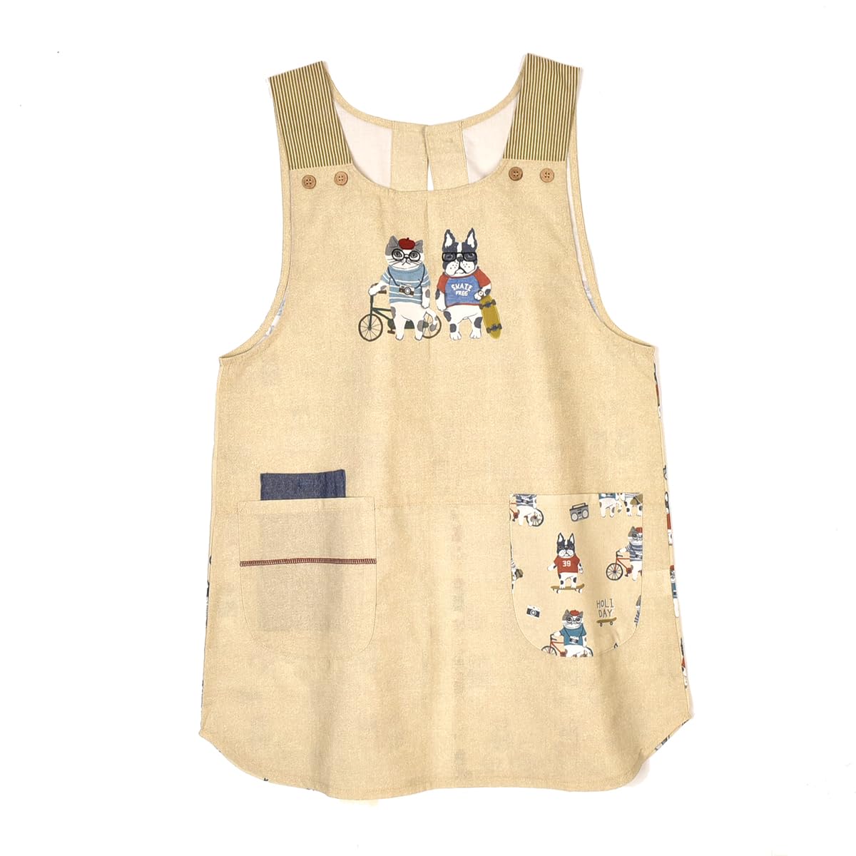 

Кнопка Лента Открытый Фартук Животный Мотив 258033 Бежевый [Kusuguru Japan] M-L бежевый