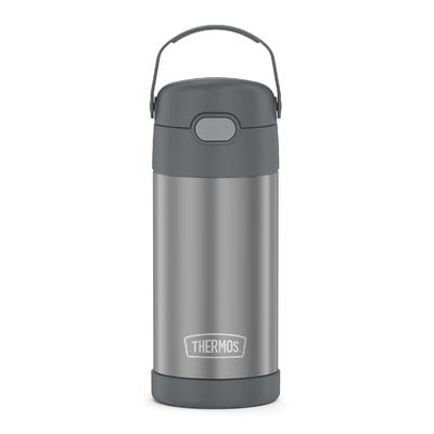 FUNTAINER 12oz Stainless Steel Vacuum Insulated Kids Straw Gray Bottle,