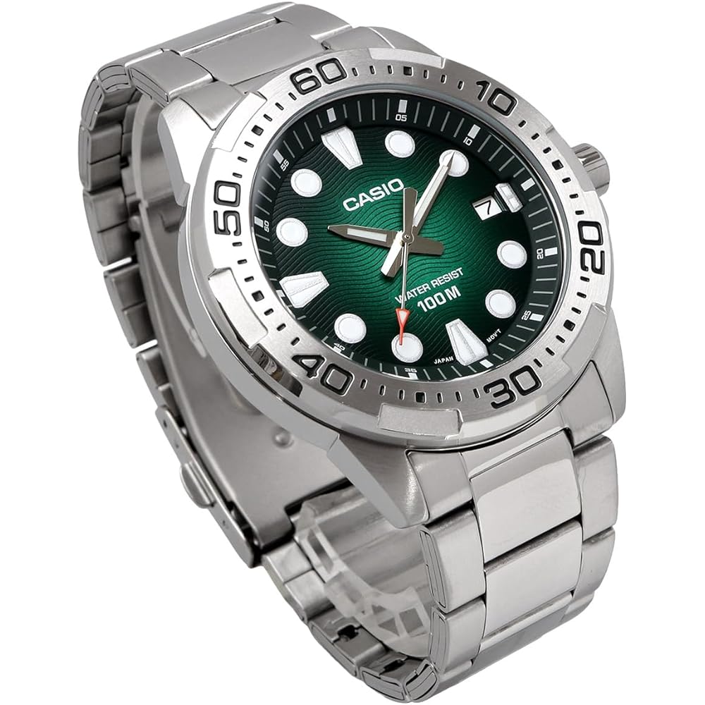 Casio Standard Analog Quartz Men's Watch MTD-140D-3AV Metal Band Green Overseas Model