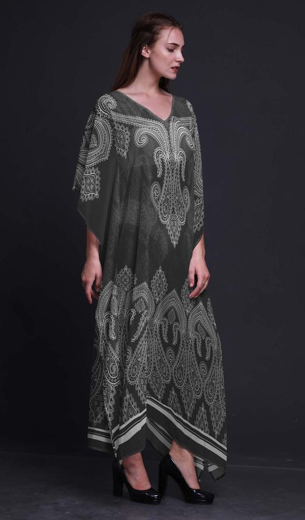Phagun Floral & Paisley Ladies Plus Size Kaftan Summer Wear Beach Coverup Kimono