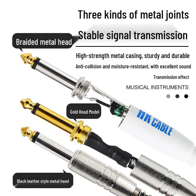 Câble Audio pour Guitare Basse Électrique avec Réduction de Bruit pour Pédale d'Effets et Connexion Haut-Parleur