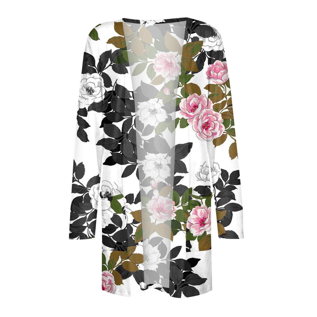 Jachetă cardigan cu mânecă lungă, cu mânecă lungă, cu buzunar casual, la modă pentru femei. Topuri