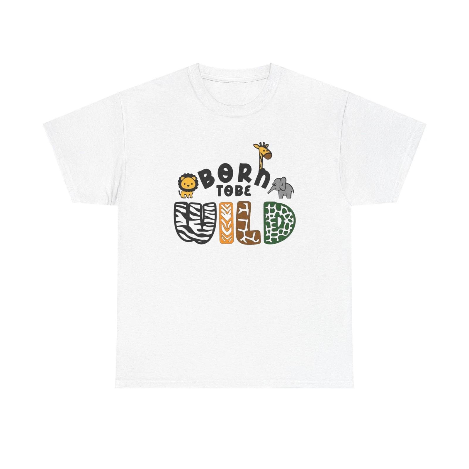 Рожден быть диким Животные зоопарка Графическая футболка Хлопковая футболка Новый подарок Винтаж S