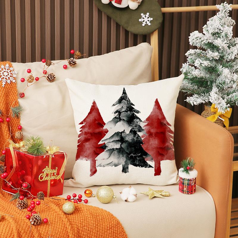 

New Hand-painted Snowman Pillow Case Christmas Decoration Set Combination Cushion Home Sofa Cushion 45X45cm (pillowcase only)
