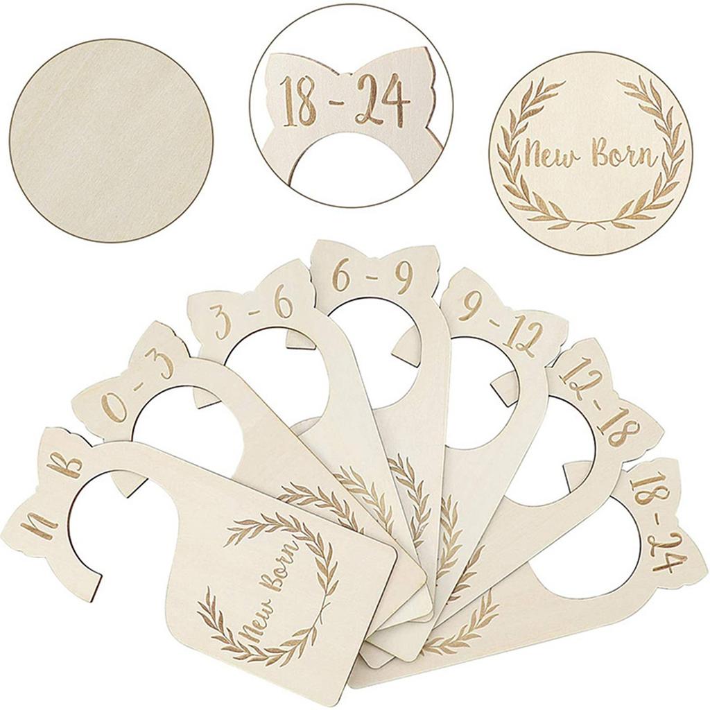 Wood Baby Closet Dividers Baby Closet Organizers Etched Design For Any Nursery Decor Set Of 7 Adorable Wooden Baby Clothes Size Hanger Organizer