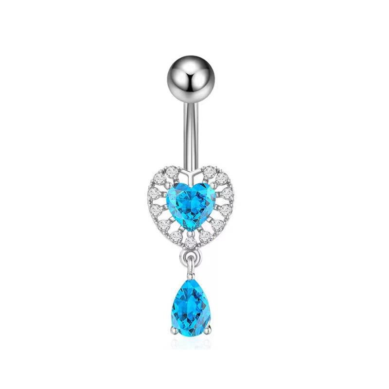 1PC Pink Color Series Crystal Belly Button Rings Snake Flower Heart Belly Ring for Women Stainless Steel Dangled Navel Piercing