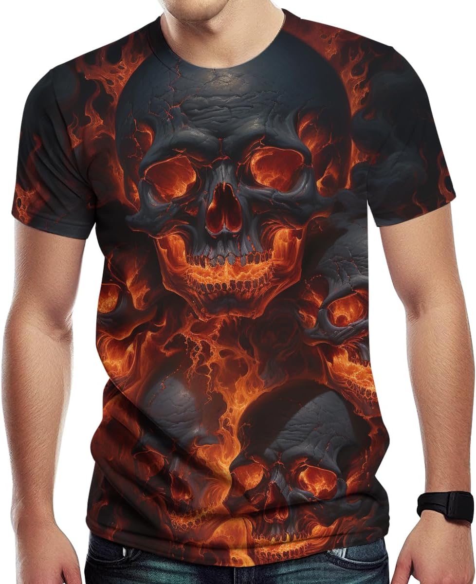 Футболка с рисунком черепа для девочки мужская рубашка с рисунком Novel 3D летний топ с короткими рукавами 5XL 1198₽