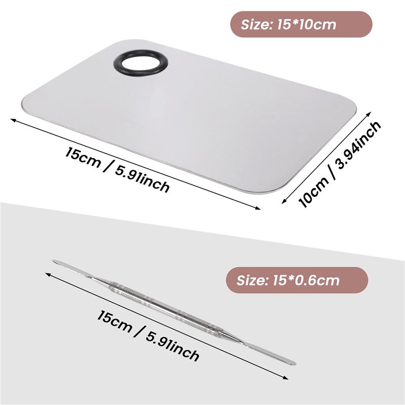 A04V Professional Makeup Palette Tray Mixed Make Up Stainless Steel Liquid Foundation Palette Watercolor Art Makeup Tools