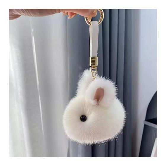[BetterJonny] Plush Keychain Cute Animal Pendant Bag Pendant Key Chain Hanging Decoration Present Cute Gift for Partner Friend Family White Blue Pink