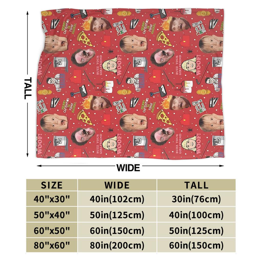 Home Alone  Merry Christmas Flannel Blanket  Super Warm Throw Blanket for Outdoor Camping Fluffy Bedspread Sofa Bed Cover