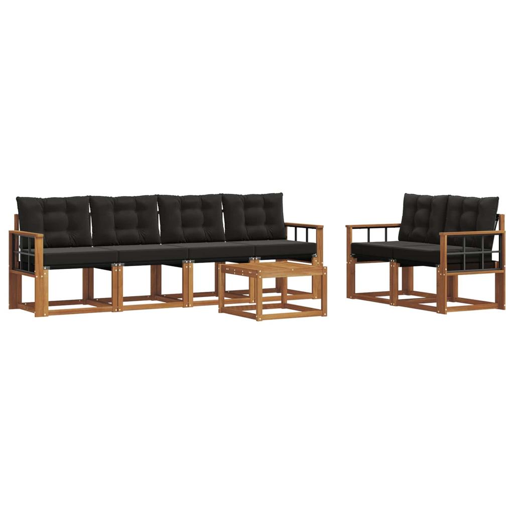Outdoor Sofa Set with Cushions 7 pcs Natural and Black