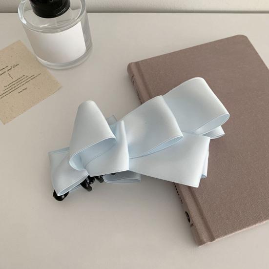 Women Hair Clip Anti-slip Teeth Three-Dimensional Bow Design Strong Grip Hair Claw Satin Texture Ponytail Holder Versatile Hair Accessory