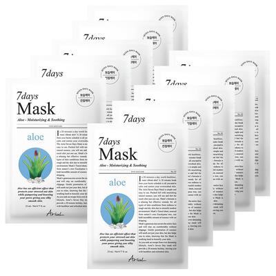 Ariul 7days Mask Aloe H (1 Sheet, 23ml) Soothing Hydrating Korean Sheet Mask with Aloe Vera & Hyaluronic Acid, Calming Face Mask for Sensitive Irri