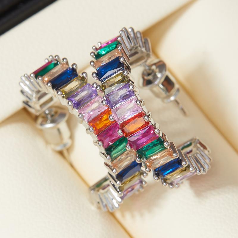 

Роскошные женские клипсы-шармы с камнями радужного циркона, цветные, свадебные украшения для женщин