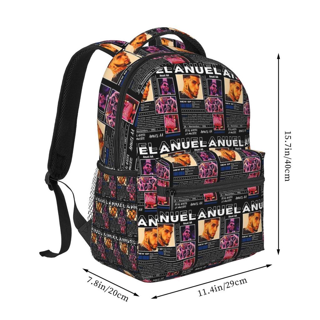 Rapper Anuel AA World Tour Student Backpack School Bag Hiking Travel Daypack for Men Women Fashion Bookbag Shoulder Bags