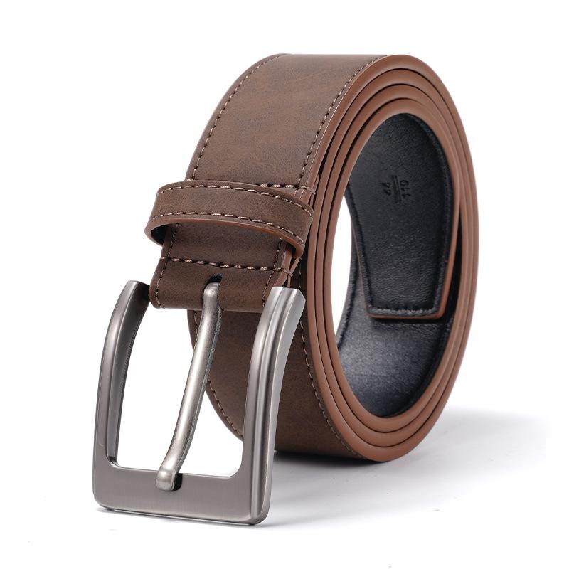 Retro Belt Men's Genuine Leather New Belt  Men's Middle Aged and Young Men's Versatile Pin Buckle Belt