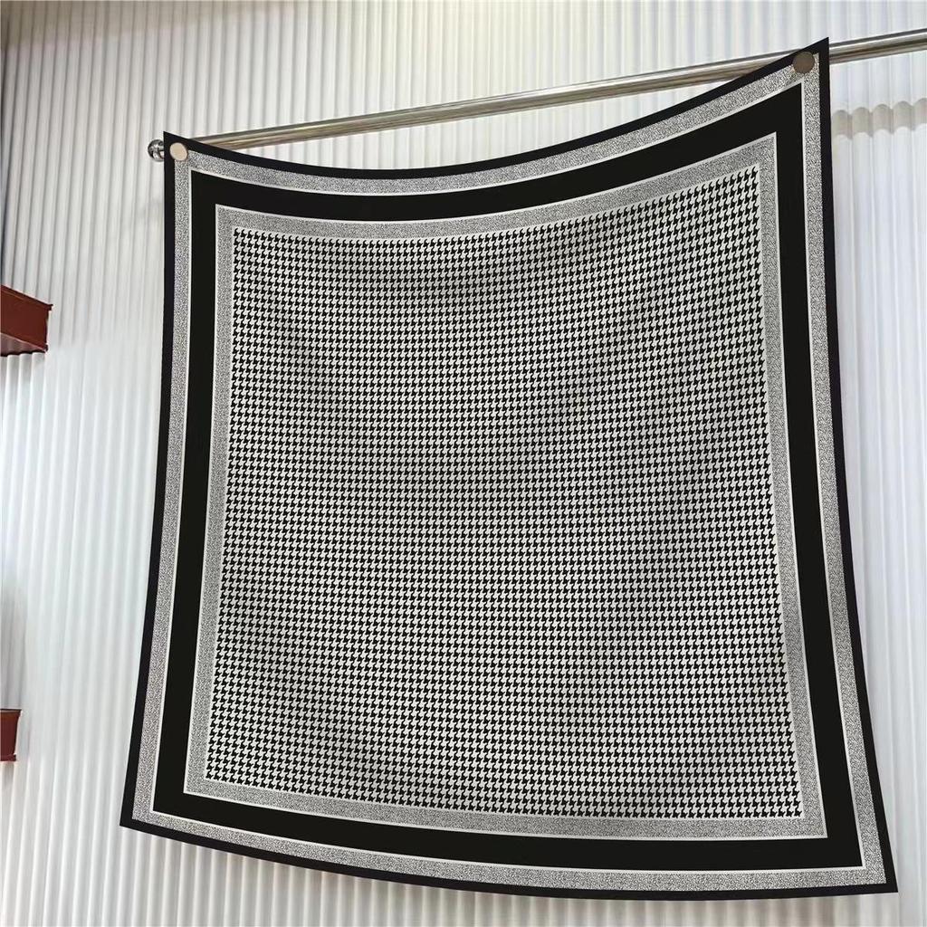 90cm Large Twill Silk Scarf: High-Quality, Fashionable Square Print, Versatile Shawl with Sun Protection
