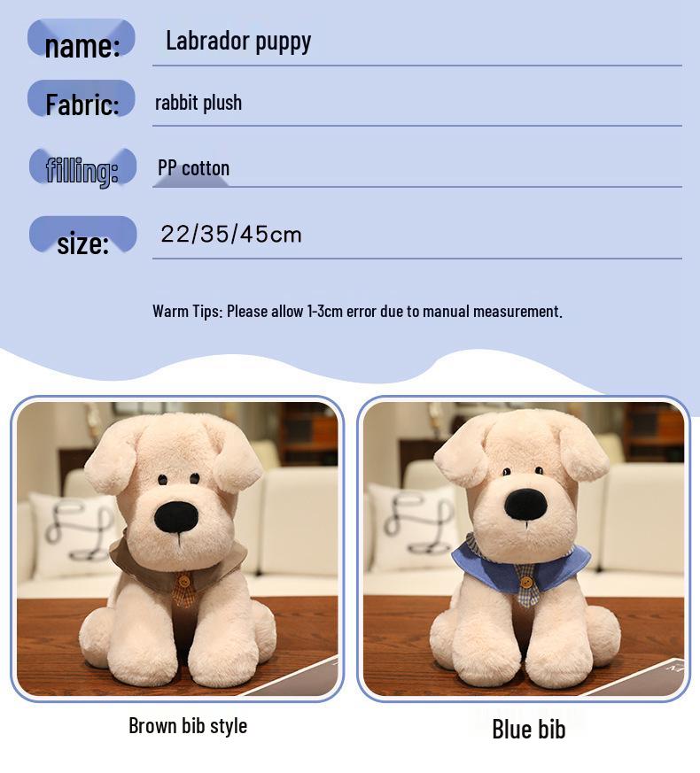 Labrador Puppy Plush Doll - Cute Sitting Pose Pillow for Girls