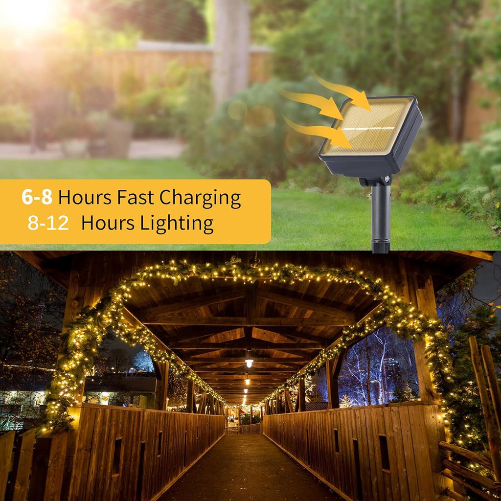 Lumini cu LED-uri Lumini solare în aer liber Lămpi solare pentru terasa pentru grădină, camping, petrecere în curte, decorare pentru terasă de Crăciun